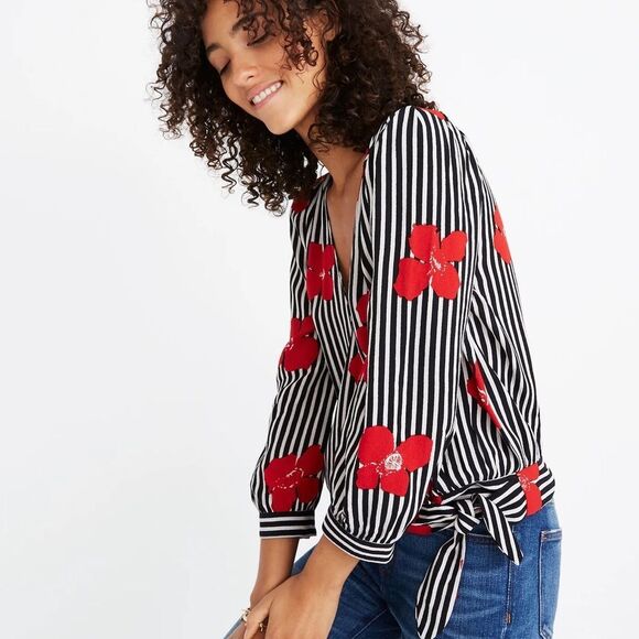 Madewell Wrap Top in Candied Orchids - Picture 1 of 6
